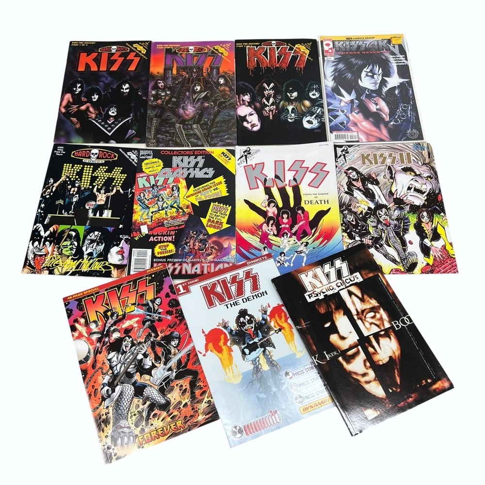 KISS Comic Book Lot x12 Hard Rock Marvel Dynamite Psycho Circus 4K Pre-History